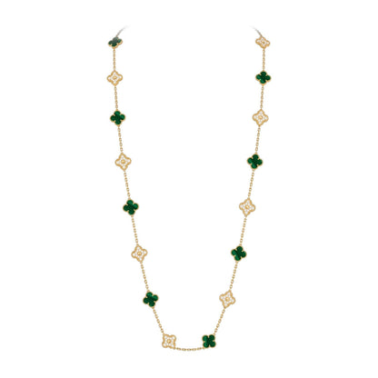 [Novalux]CLASSIC 20-MOTIF LUCKY CLOVER LONG NECKLACE GOLD COLLECTION