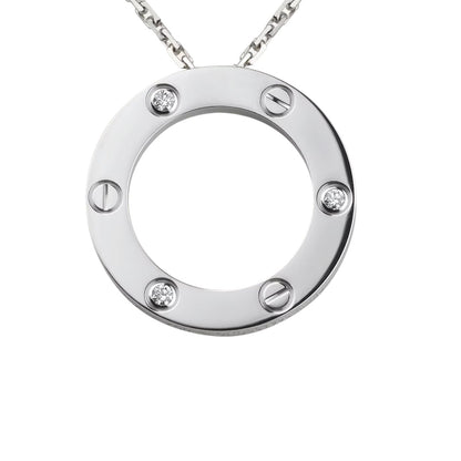 [Novalux]LOVE LARGE CIRCULAR PENDANT 3-DIAMOND NECKLACE