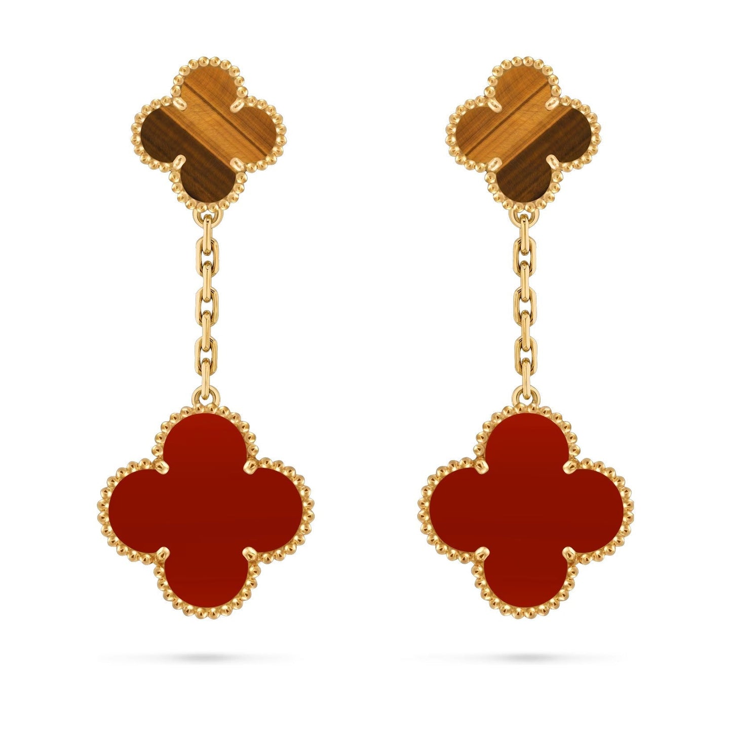 [Novalux]CLOVER DUAL-MOTIF STATEMENT STUD EARRINGS - DOUBLE-CHARM COLLECTION