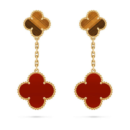[Novalux]CLOVER DUAL-MOTIF STATEMENT STUD EARRINGS - DOUBLE-CHARM COLLECTION