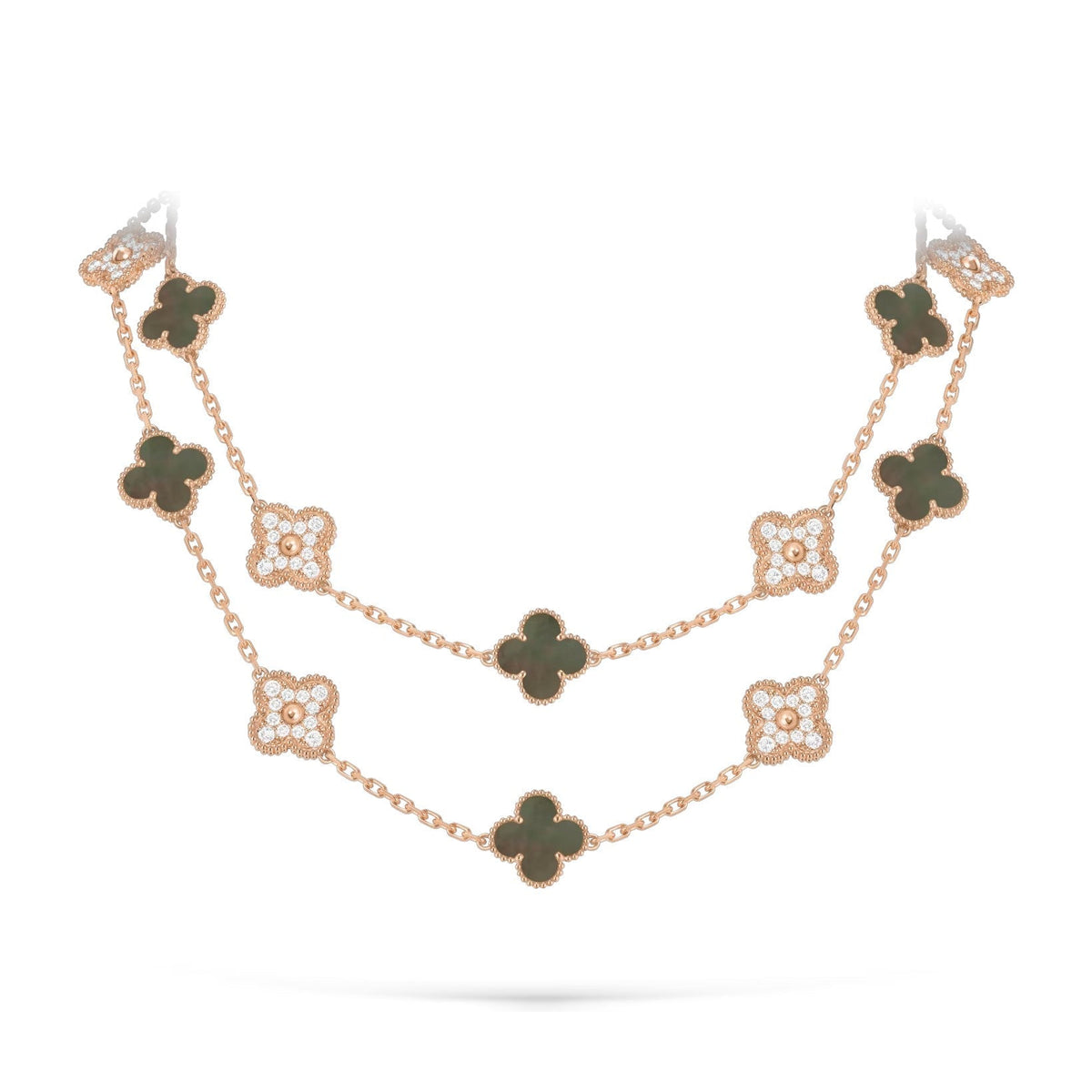 [Novalux]CLASSIC 20-MOTIF LUCKY CLOVER LONG NECKLACE ROSE GOLD COLLECTION