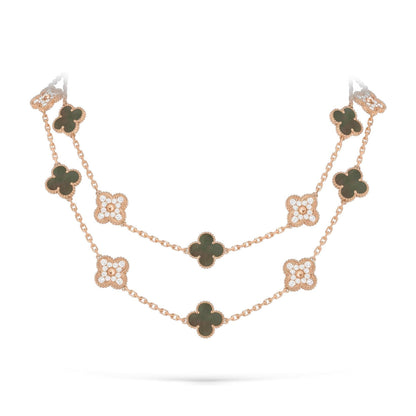 [Novalux]CLASSIC 20-MOTIF LUCKY CLOVER LONG NECKLACE ROSE GOLD COLLECTION