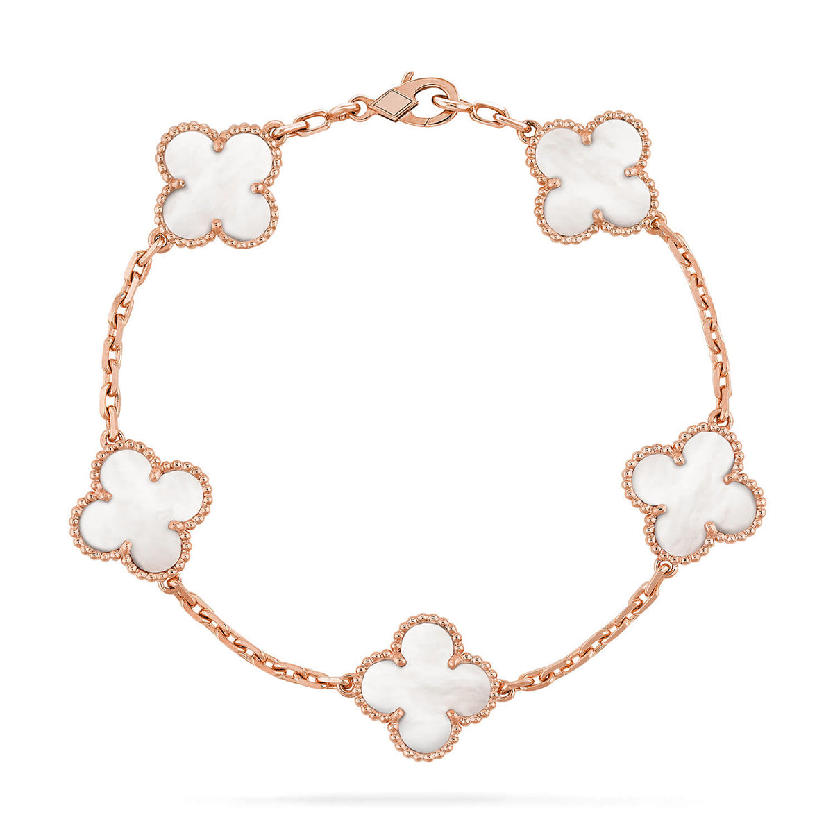 [Novalux]LUCKY CLOVER 5-MOTIF BRACELET - WHITE MOTHER-OF-PEARL COLLECTION