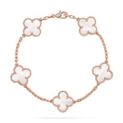 [Novalux]LUCKY CLOVER 5-MOTIF BRACELET - WHITE MOTHER-OF-PEARL COLLECTION