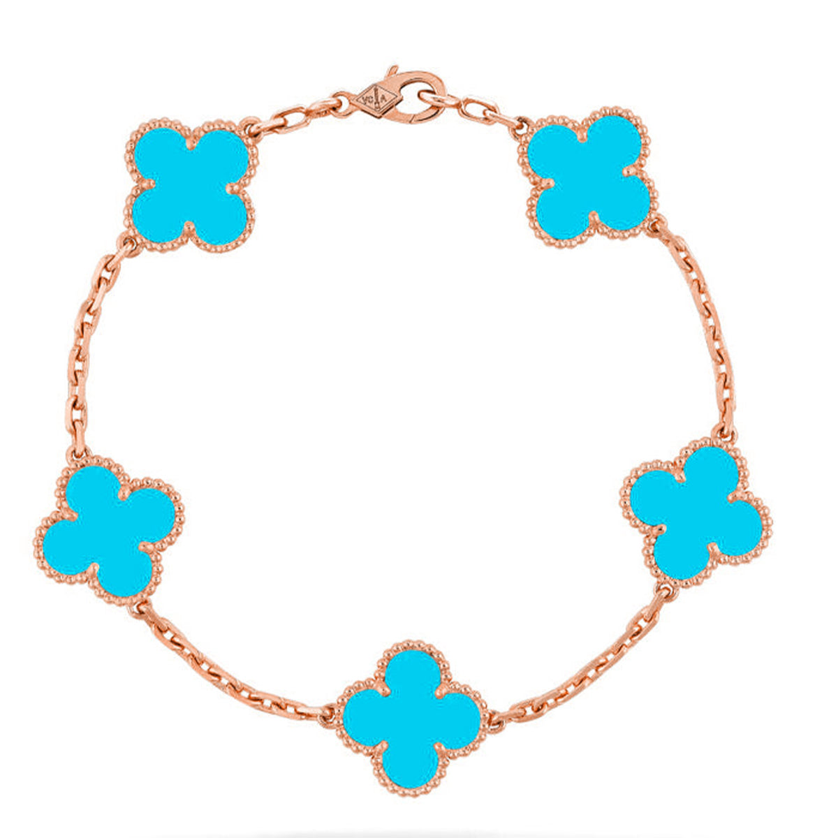 [Novalux]LUCKY CLOVER 5-MOTIF BRACELET - TURQUOISE COLLECTION