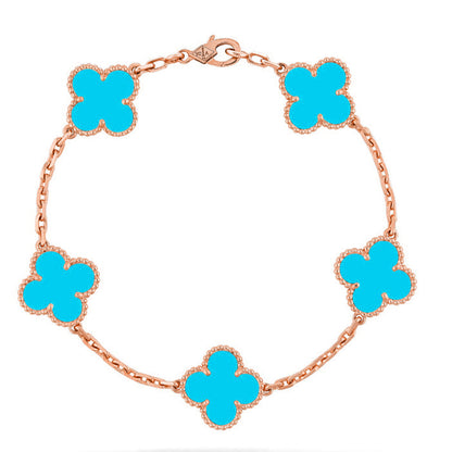 [Novalux]LUCKY CLOVER 5-MOTIF BRACELET - TURQUOISE COLLECTION