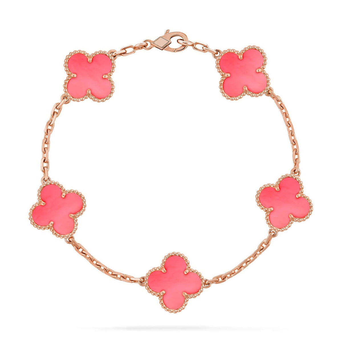 [Novalux]LUCKY CLOVER 5-MOTIF BRACELET - PINK MOTHER-OF-PEARL COLLECTION