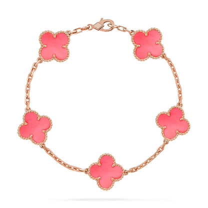 [Novalux]LUCKY CLOVER 5-MOTIF BRACELET - PINK MOTHER-OF-PEARL COLLECTION
