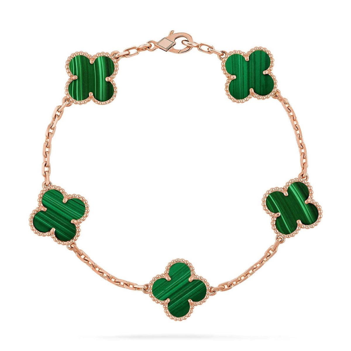 [Novalux]LUCKY CLOVER 5-MOTIF BRACELET - MALACHITE COLLECTION