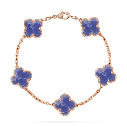 [Novalux]LUCKY CLOVER 5-MOTIF BRACELET - BLUE LARIMAR COLLECTION
