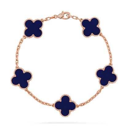 [Novalux]LUCKY CLOVER 5-MOTIF BRACELET - LAPIS LAZULI COLLECTION