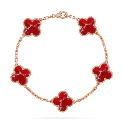 [Novalux]LUCKY CLOVER 5-MOTIF BRACELET - RED LARIMAR COLLECTION