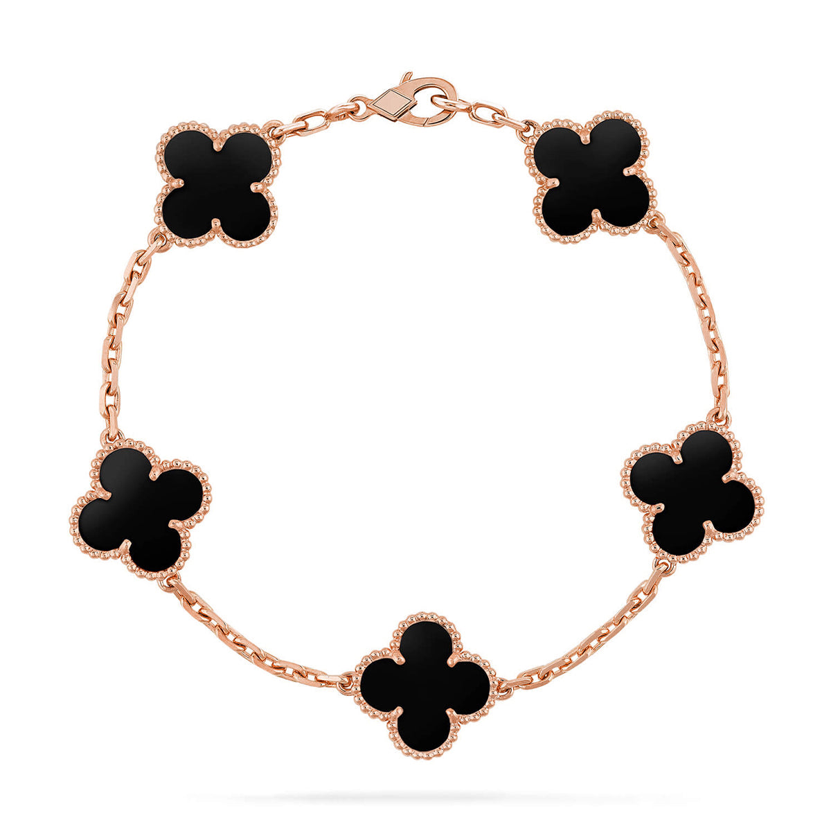 [Novalux]LUCKY CLOVER 5-MOTIF BRACELET - BLACK OXNY COLLECTION