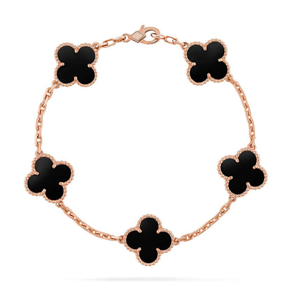 [Novalux]LUCKY CLOVER 5-MOTIF BRACELET - BLACK OXNY COLLECTION