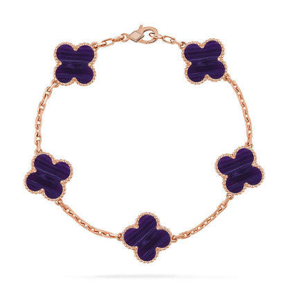 [Novalux]LUCKY CLOVER 5-MOTIF BRACELET - CHAROITE COLLECTION