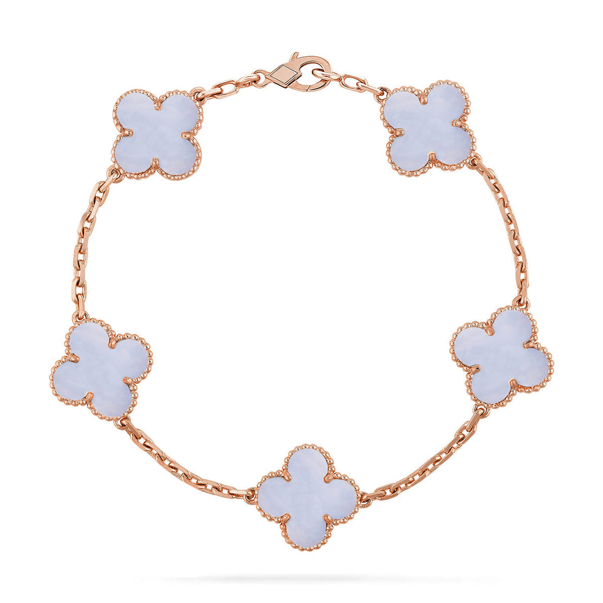 [Novalux]LUCKY CLOVER 5-MOTIF BRACELET - PURPLE CHALCEDONY COLLECTION