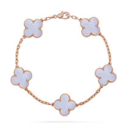 [Novalux]LUCKY CLOVER 5-MOTIF BRACELET - PURPLE CHALCEDONY COLLECTION