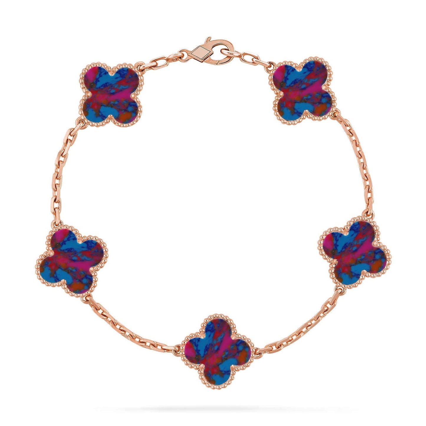 [Novalux]LUCKY CLOVER 5-MOTIF BRACELET - MULTI-GEM COLLECTION