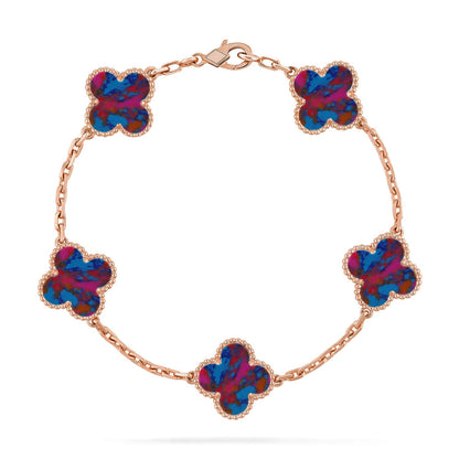 [Novalux]LUCKY CLOVER 5-MOTIF BRACELET - MULTI-GEM COLLECTION