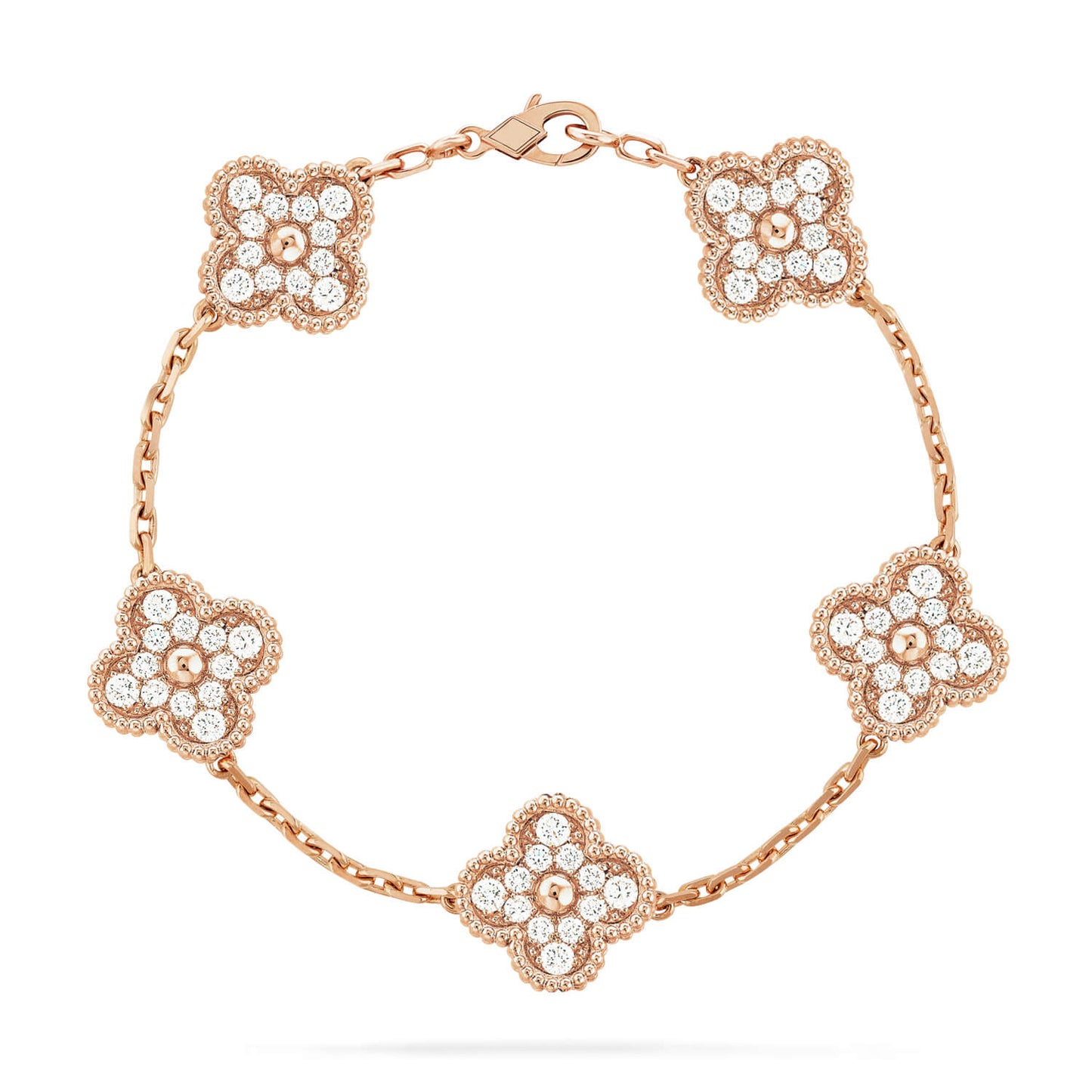 [Novalux]LUCKY CLOVER 5-MOTIF BRACELET - FULL-DIAMOND