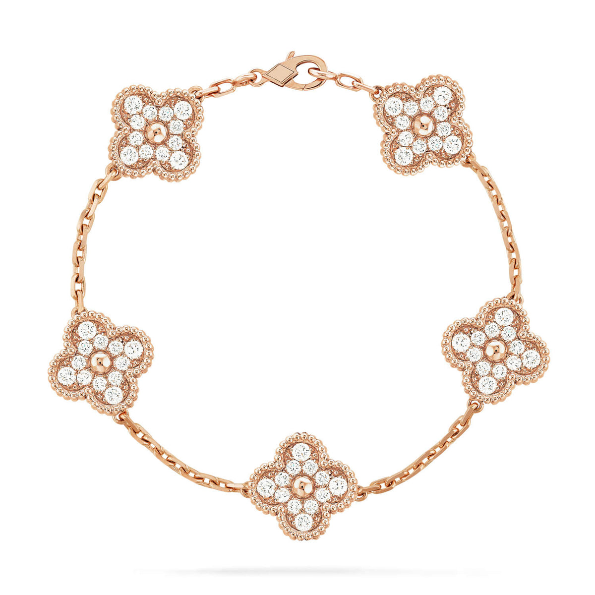 [Novalux]LUCKY CLOVER 5-MOTIF BRACELET - FULL-DIAMOND