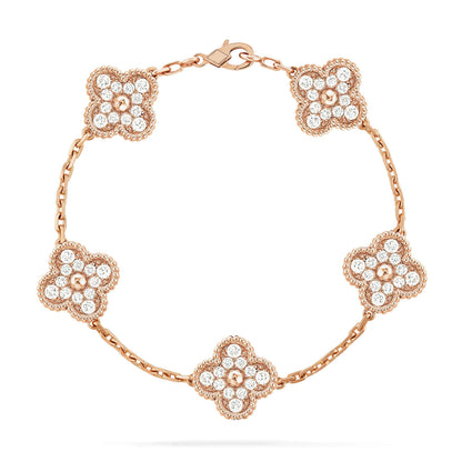 [Novalux]LUCKY CLOVER 5-MOTIF BRACELET - FULL-DIAMOND