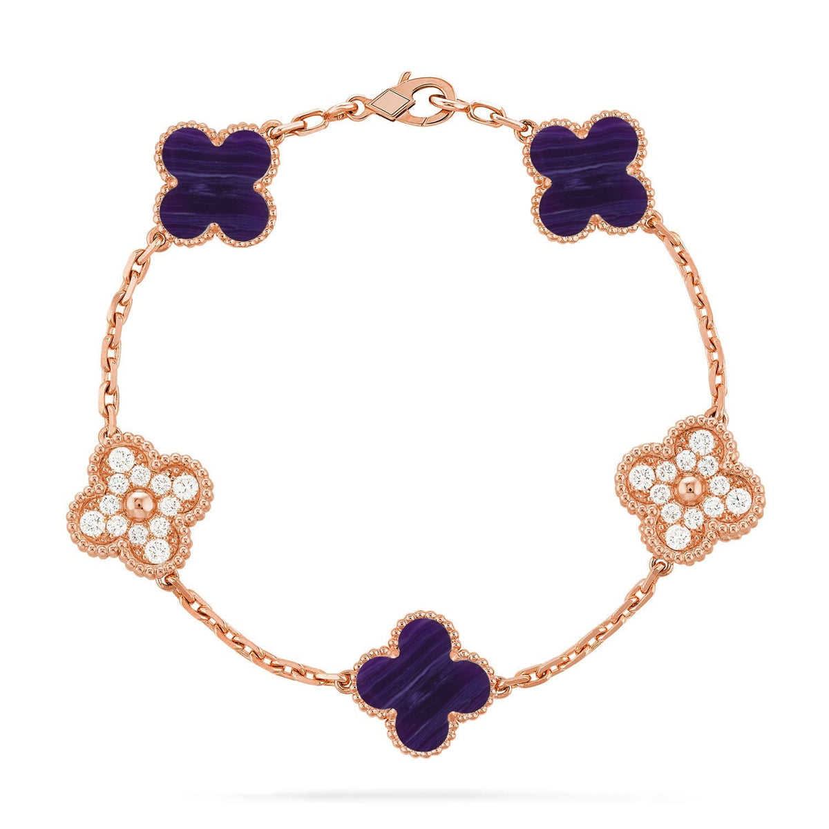 [Novalux]LUCKY CLOVER 5-MOTIF BRACELET - CHAROITE COLLECTION