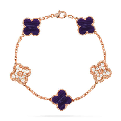 [Novalux]LUCKY CLOVER 5-MOTIF BRACELET - CHAROITE COLLECTION