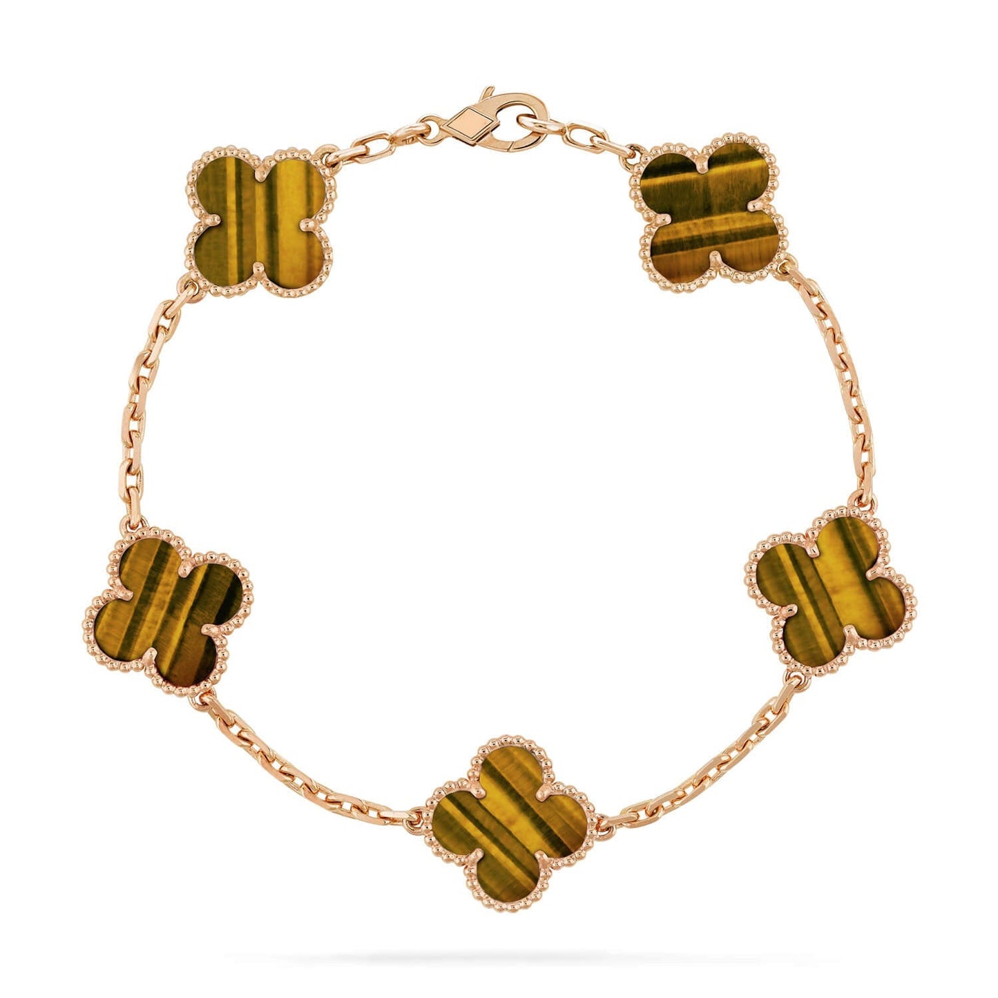 [Novalux]LUCKY CLOVER 5-MOTIF BRACELET -  TIGER’S EYE COLLECTION