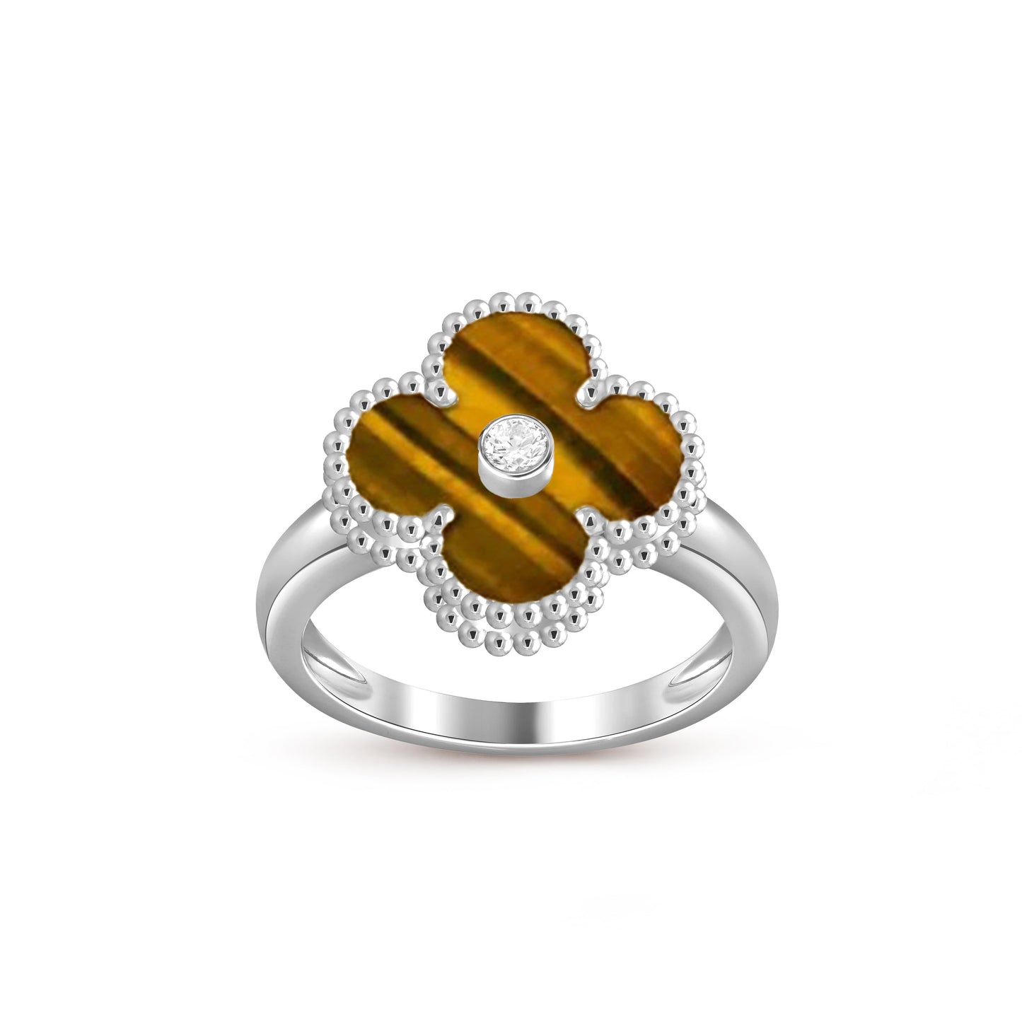 [Novalux]LUCKY CLOVER DIAMOND-ACCENT WHITE GOLD RING COLLECTION