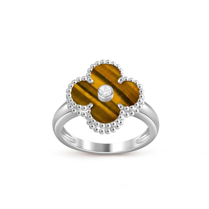 [Novalux]LUCKY CLOVER DIAMOND-ACCENT WHITE GOLD RING COLLECTION