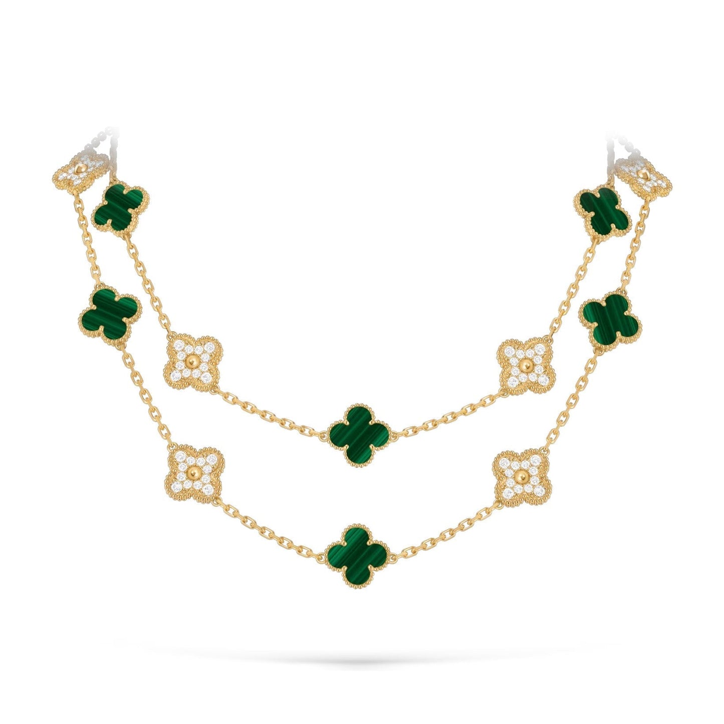 [Novalux]CLASSIC 20-MOTIF LUCKY CLOVER LONG NECKLACE GOLD COLLECTION