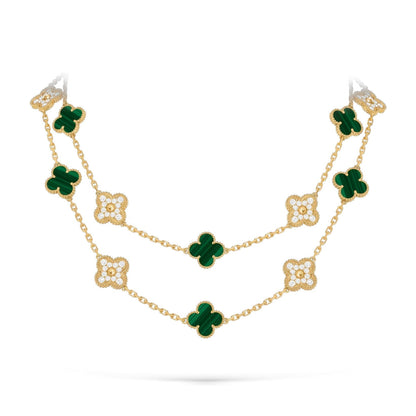 [Novalux]CLASSIC 20-MOTIF LUCKY CLOVER LONG NECKLACE GOLD COLLECTION
