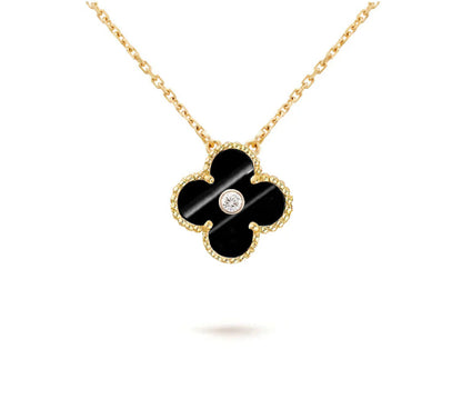 [Novalux]15MM CLOVER FLOWER DIAMOND PENDANT NECKLACE COLLECTION