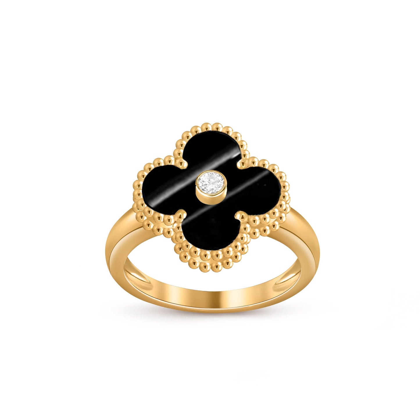 [Novalux]LUCKY CLOVER DIAMOND-ACCENT GOLD RING COLLECTION