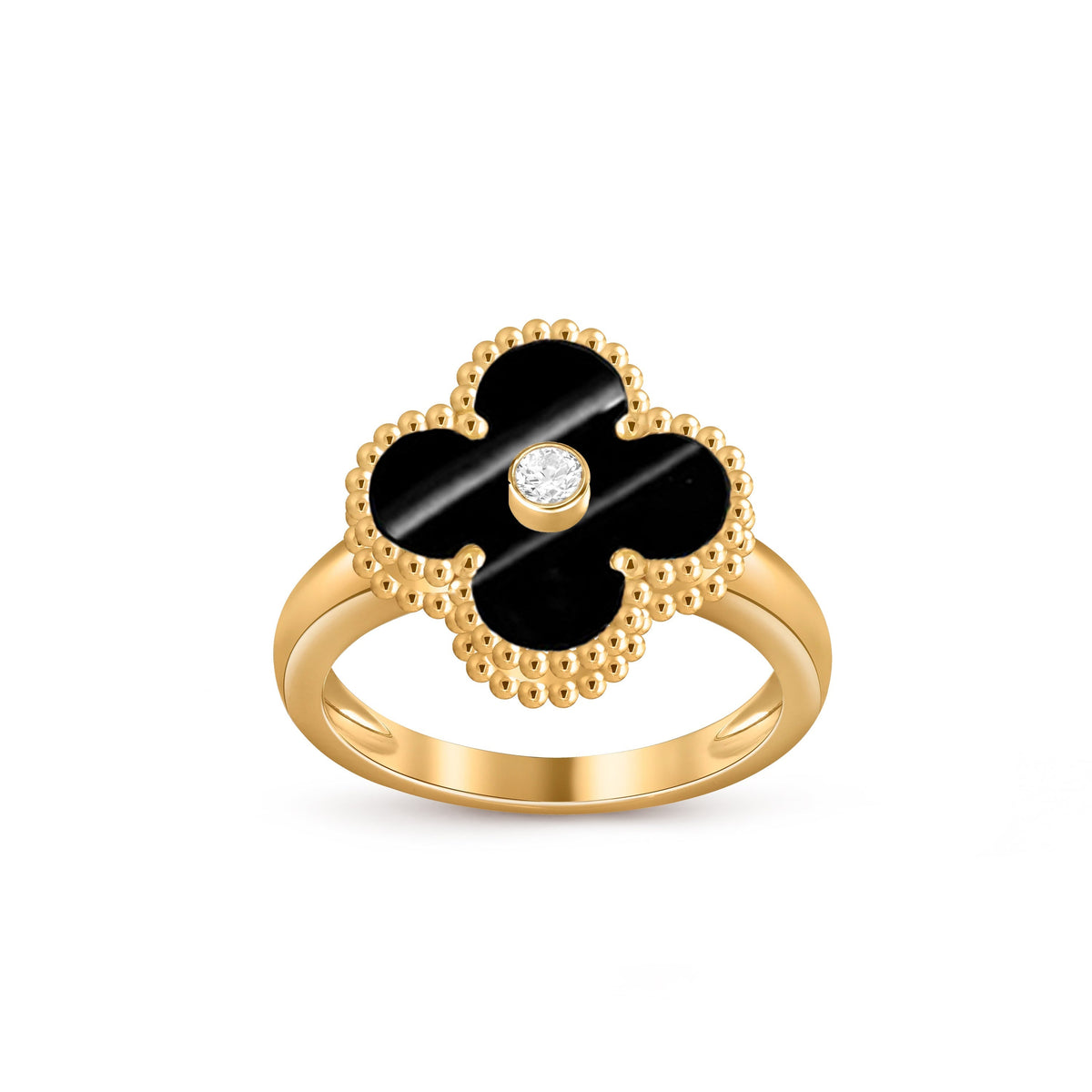[Novalux]LUCKY CLOVER DIAMOND-ACCENT GOLD RING COLLECTION