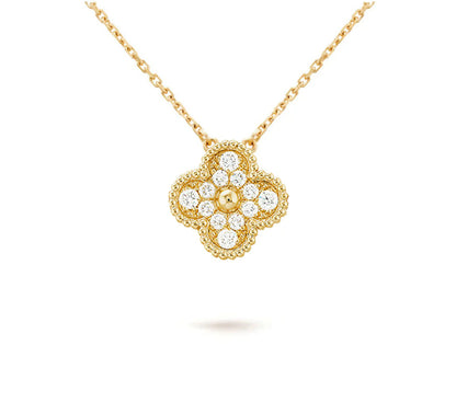 [Novalux]15MM CLOVER FLOWER DIAMOND PENDANT NECKLACE COLLECTION