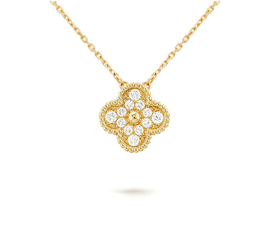 [Novalux]15MM CLOVER FLOWER DIAMOND PENDANT NECKLACE COLLECTION