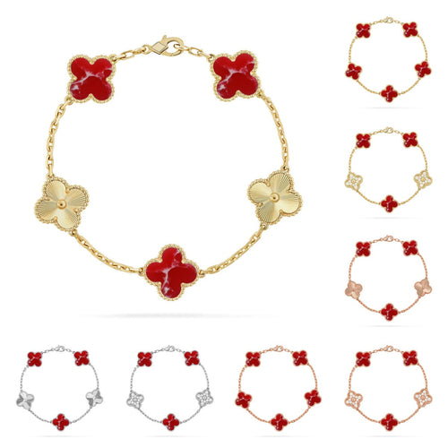 [Novalux]LUCKY CLOVER 5-MOTIF BRACELET - RED LARIMAR COLLECTION