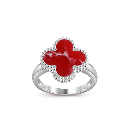 [Novalux]LUCKY CLOVER VINTAGE WHITE GOLD RING COLLECTION