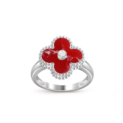 [Novalux]LUCKY CLOVER DIAMOND-ACCENT WHITE GOLD RING COLLECTION