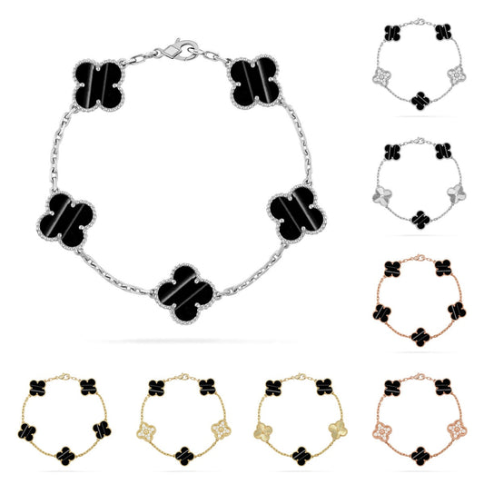 [Novalux]LUCKY CLOVER 5-MOTIF BRACELET - PULSE STONE COLLECTION