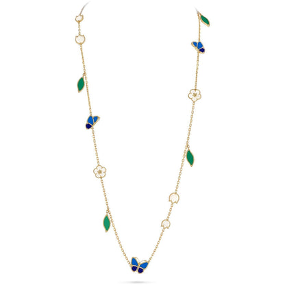 [Novalux]LUCKY SPRING BUTTERFLY & FLOWER STATEMENT NECKLACE - 15-MOTIF FLORAL DESIGN