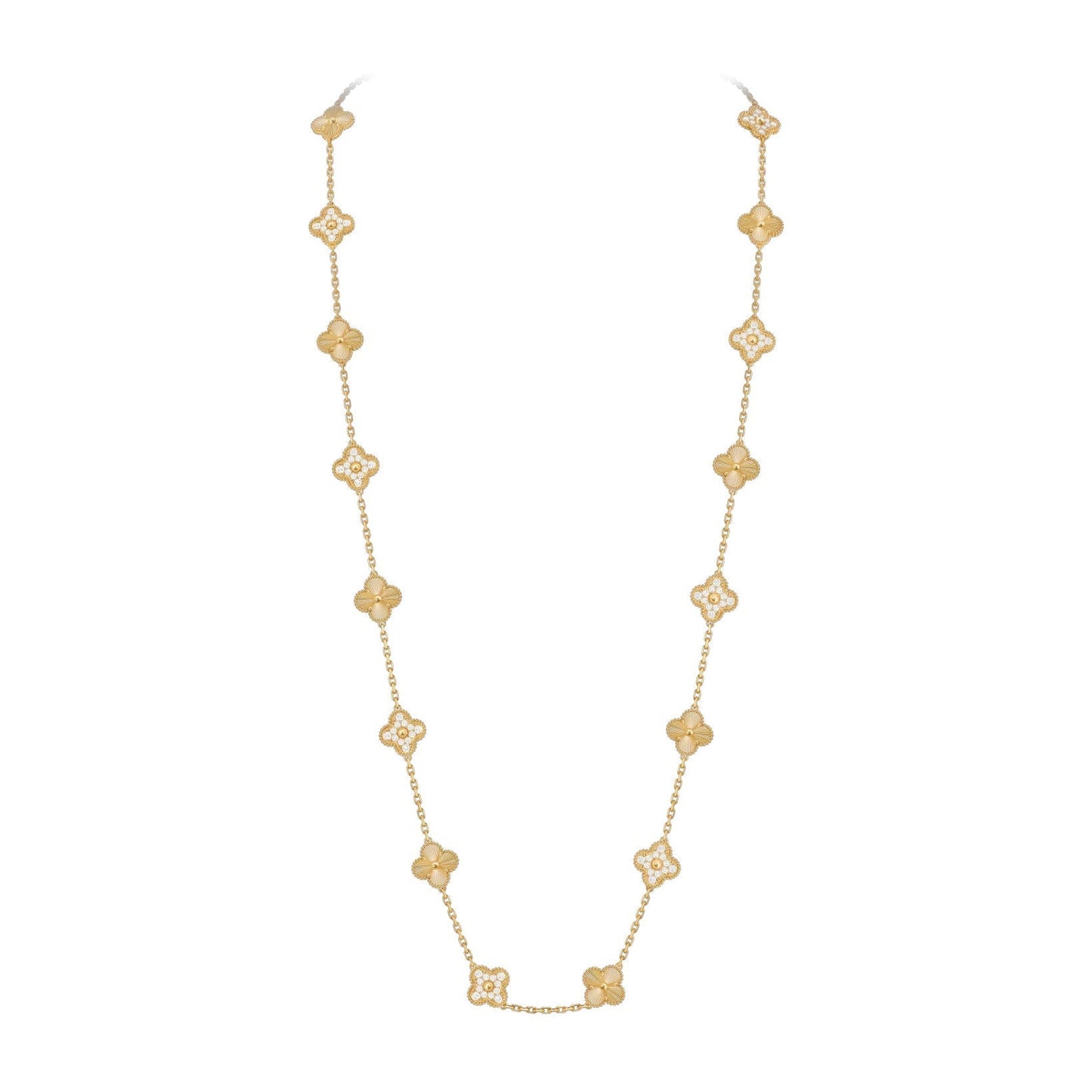 [Novalux]CLASSIC 20-MOTIF LUCKY CLOVER LONG NECKLACE GOLD COLLECTION