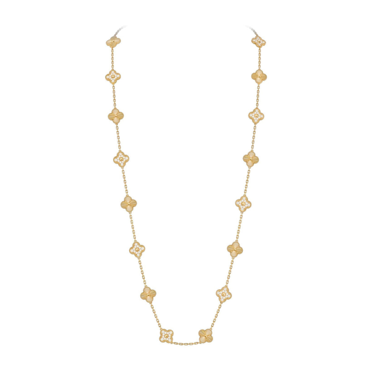 [Novalux]CLASSIC 20-MOTIF LUCKY CLOVER LONG NECKLACE GOLD COLLECTION