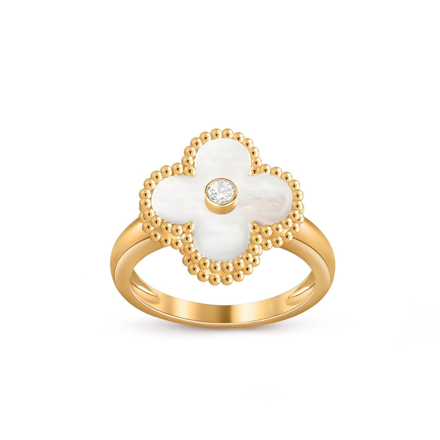 [Novalux]LUCKY CLOVER DIAMOND-ACCENT GOLD RING COLLECTION