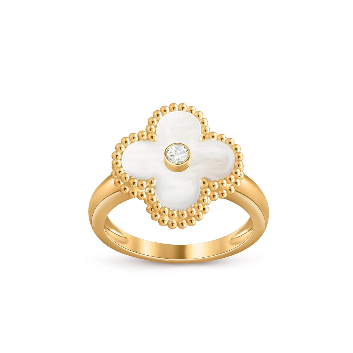 [Novalux]LUCKY CLOVER DIAMOND-ACCENT GOLD RING COLLECTION