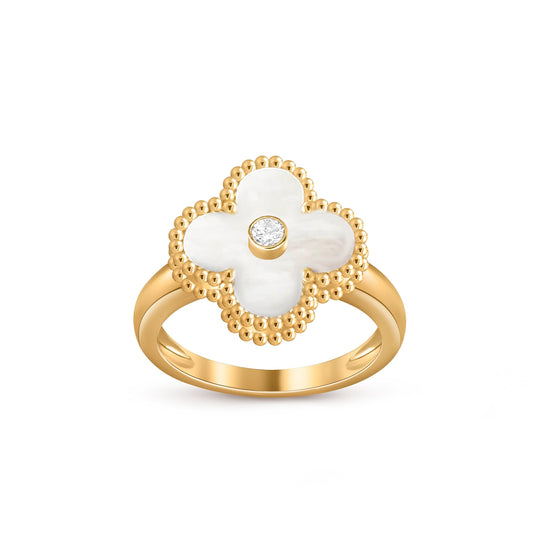 [Novalux]LUCKY CLOVER DIAMOND-ACCENT GOLD RING COLLECTION