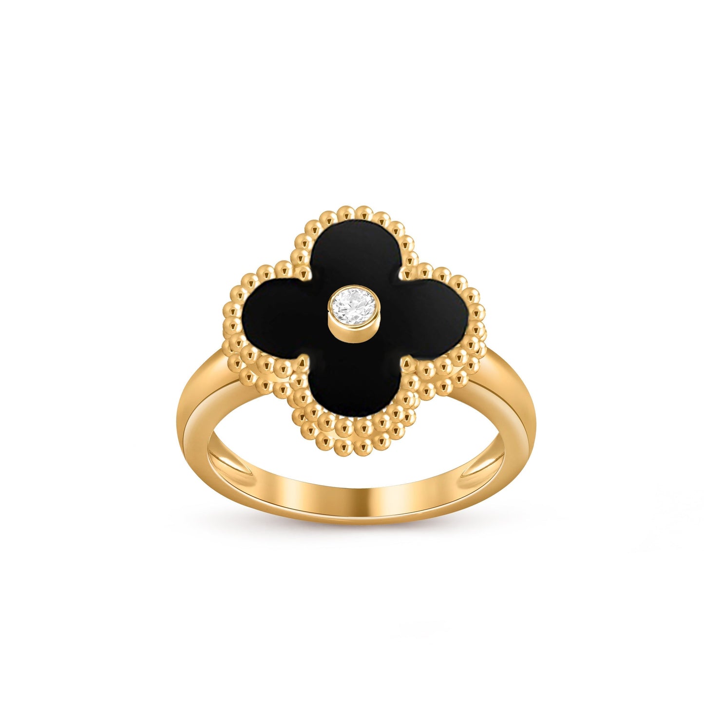 [Novalux]LUCKY CLOVER DIAMOND-ACCENT GOLD RING COLLECTION