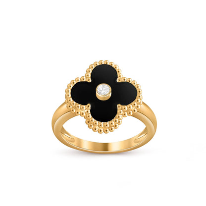 [Novalux]LUCKY CLOVER DIAMOND-ACCENT GOLD RING COLLECTION